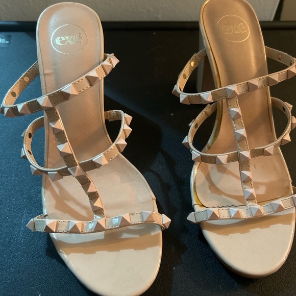 Shoes - Women's Studded Beige Sandals